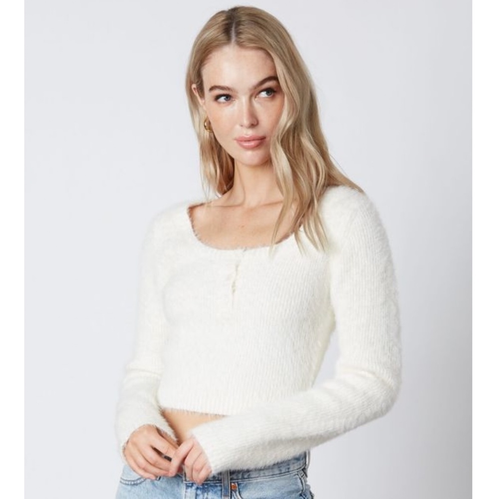 NWOT Which We Want Fuzzy Eyelash Sweater - XS